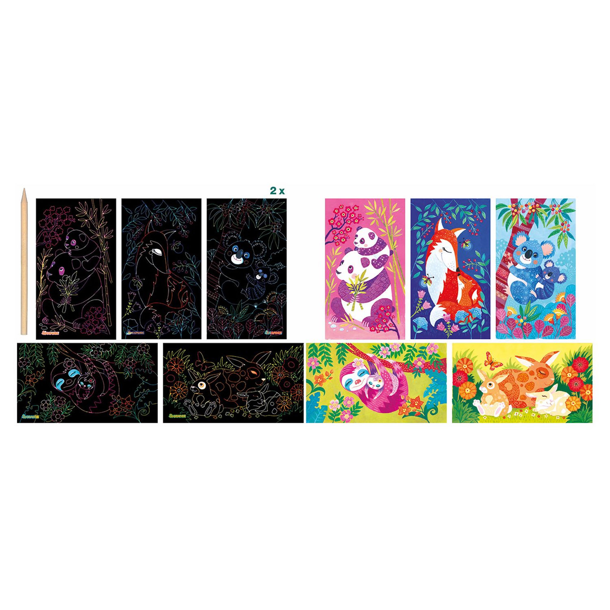 Voir la diapositive 2 : FAUJAS  Artissimo Scratch Art-Bébés Animaux 10 tableaux