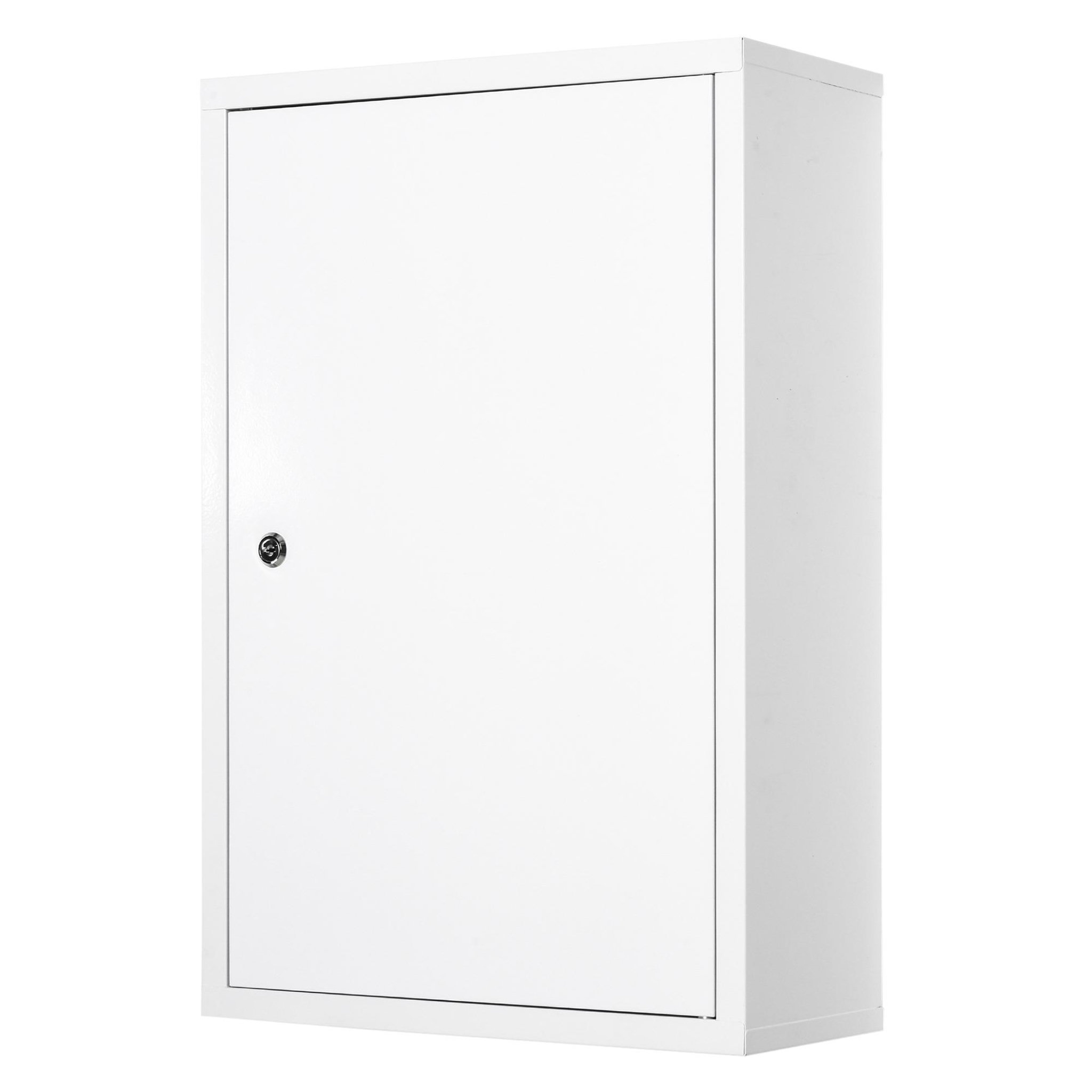 KLEANKIN Armoire à pharmacie 2 étagères 3 niveaux verrouillable dim. 40l x 18l x 60h cm 2 clés métal blanc