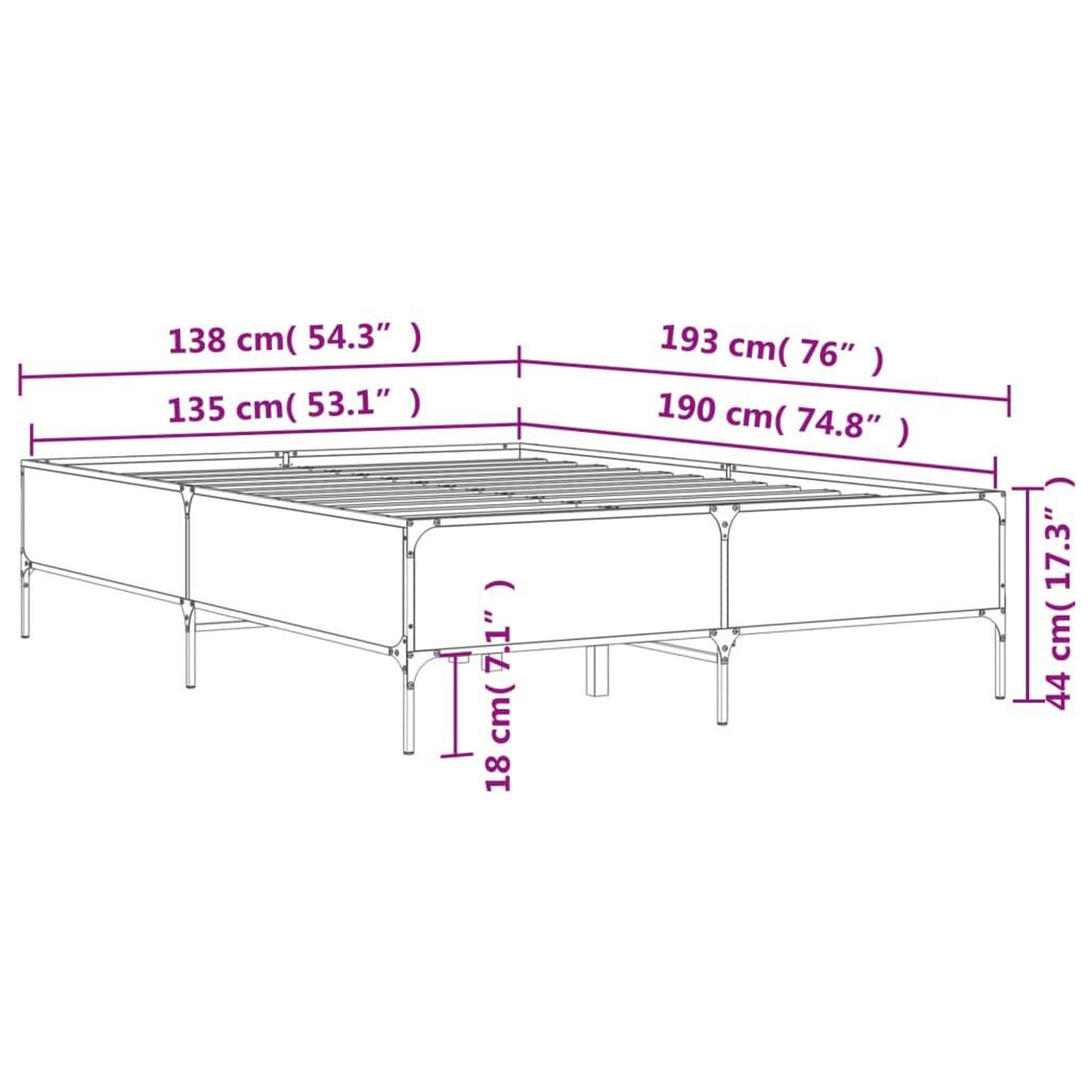 Voir la diapositive 6 : VIDAXL Cadre de lit sans matelas chene marron 135x190 cm