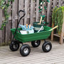 Voir la diapositive 2 : OUTSUNNY Chariot de Jardin 100L max. 250 Kg 4 roues pneumatiques poignée réglable noir vert