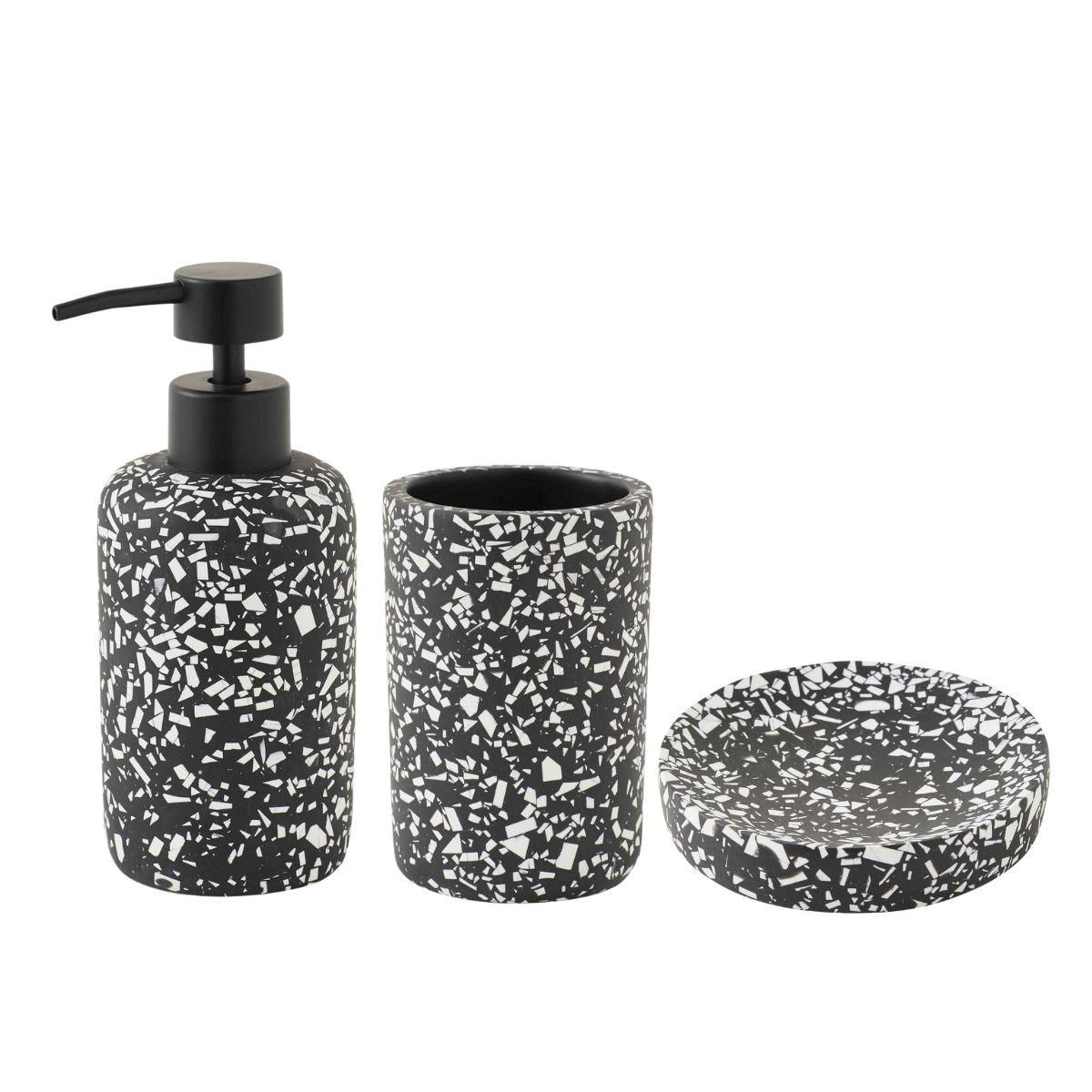 GUY LEVASSEUR Set salle de bain terrazzo 3 pièces polyrésine noir