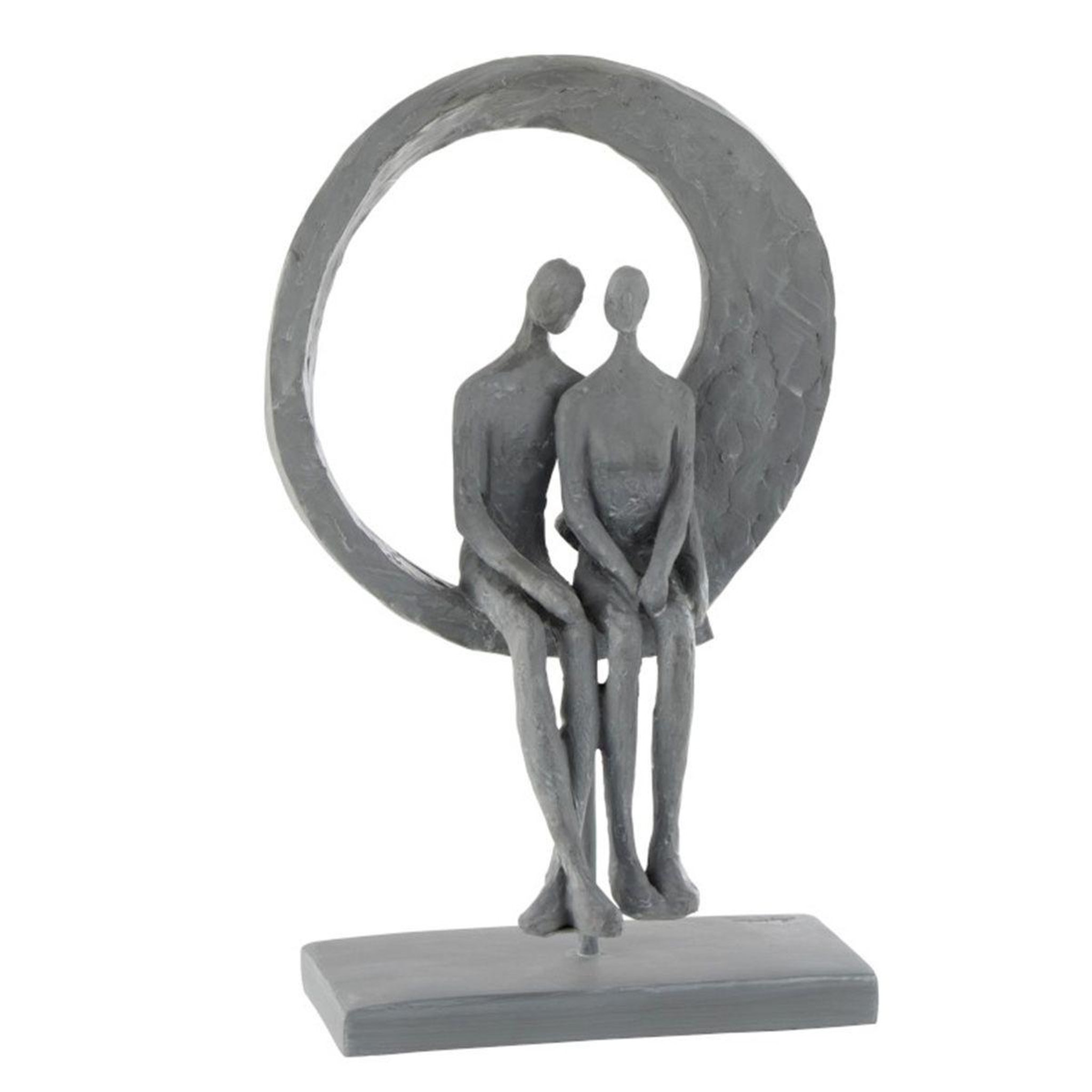 J-LINE Statuette déco  couple dans cercle  30cm gris