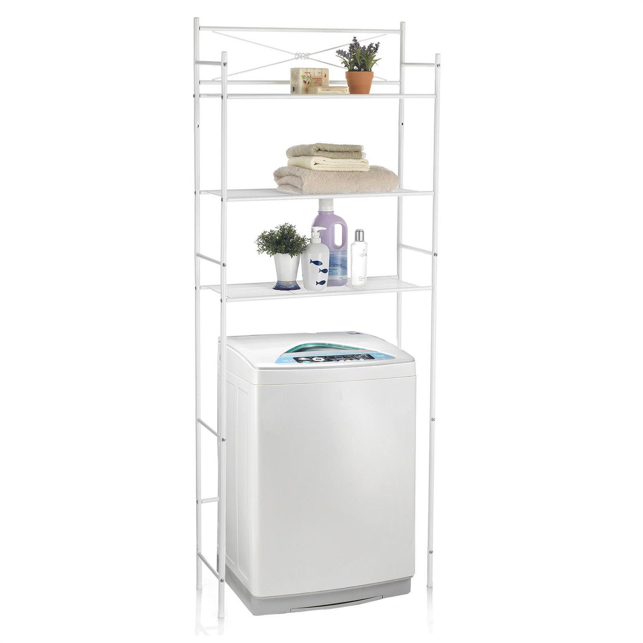 Voir la diapositive 2 : IDIMEX Etagère de salle de bain marsa, rangement pour wc/lave-linge, en métal