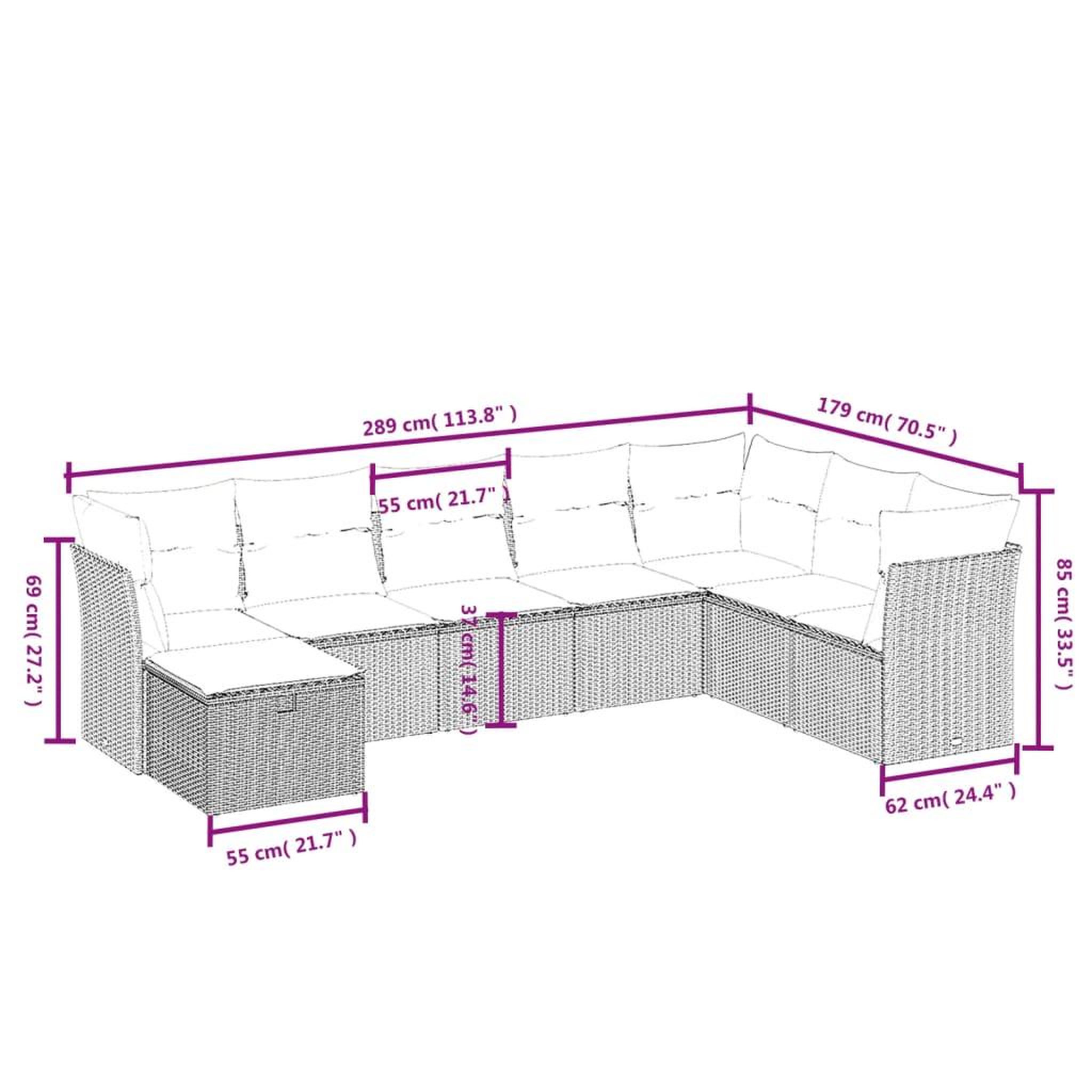 Voir la diapositive 5 : VIDAXL Salon de jardin 8 pcs avec coussins noir resine tressee