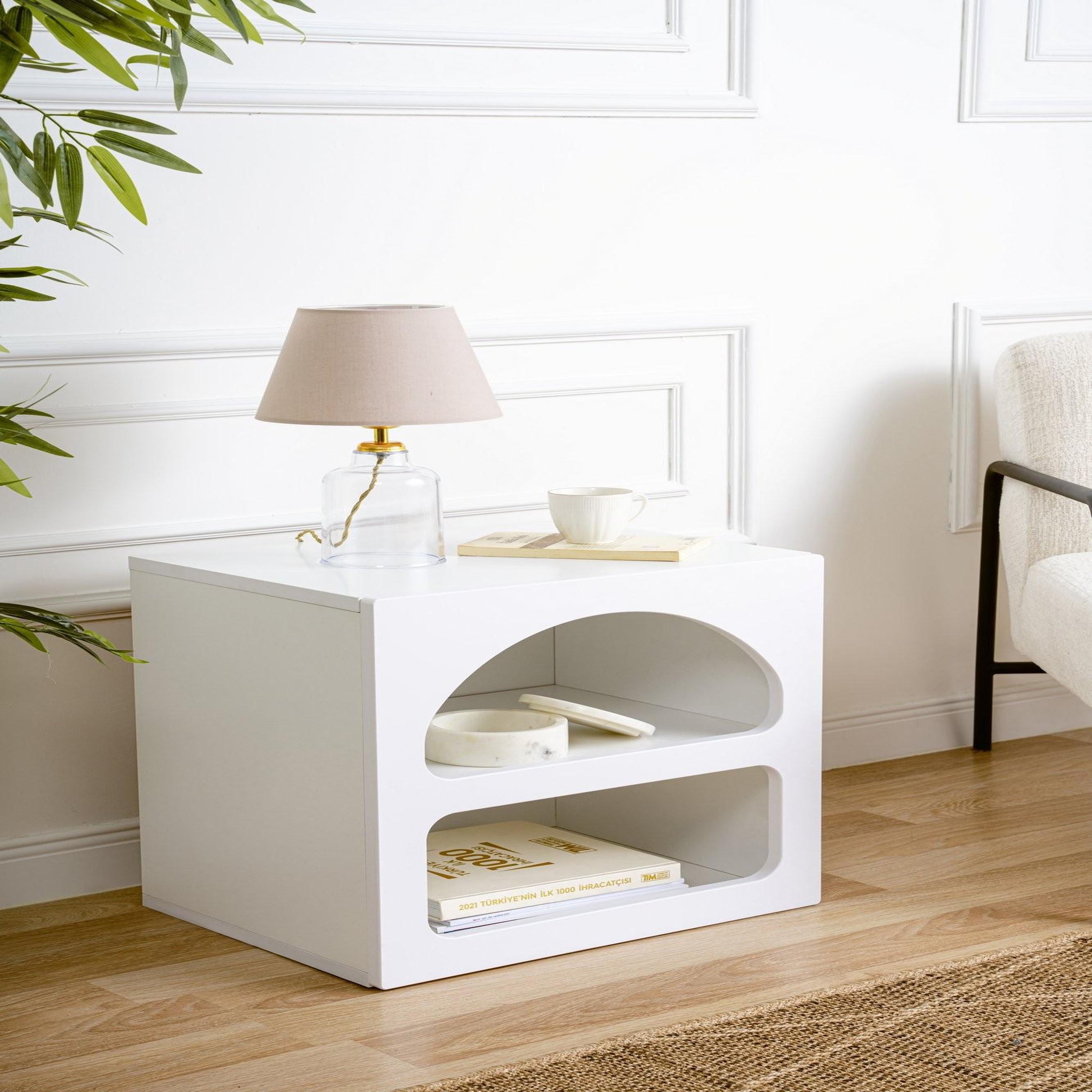 Voir la diapositive 3 : Habitat et Jardin Table de chevet en bois  lorin  50 x 40 x 50 cm - blanc