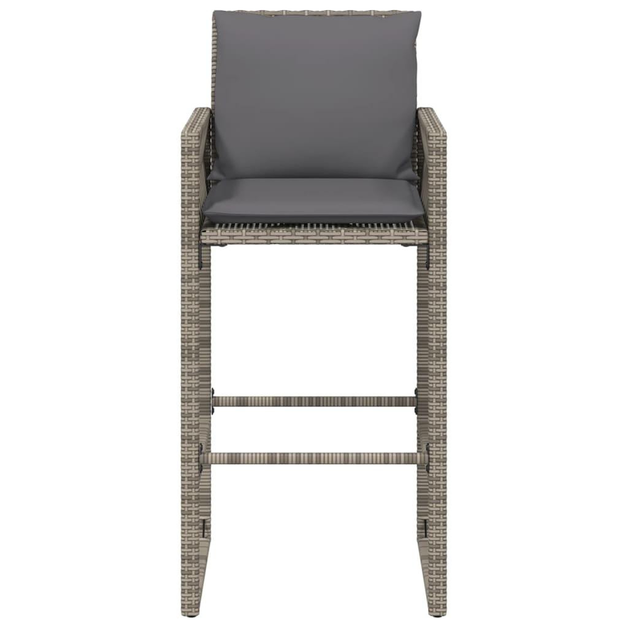 Voir la diapositive 5 : VIDAXL Tabourets de bar jardin coussins lot de 2 gris resine tressee