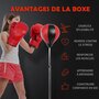 Voir la diapositive 4 : HOMCOM Sac de frappe punching ball avec gants et pompe hauteur reglable 125 à 145 cm