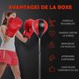 Voir la diapositive 4 : HOMCOM Sac de frappe punching ball avec gants et pompe hauteur reglable 125 à 145 cm