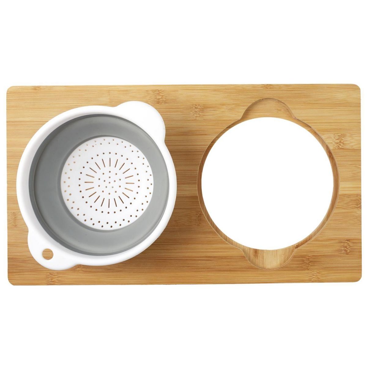 The Home Deco Factory Planche à découper avec passoire intégrée - Marron