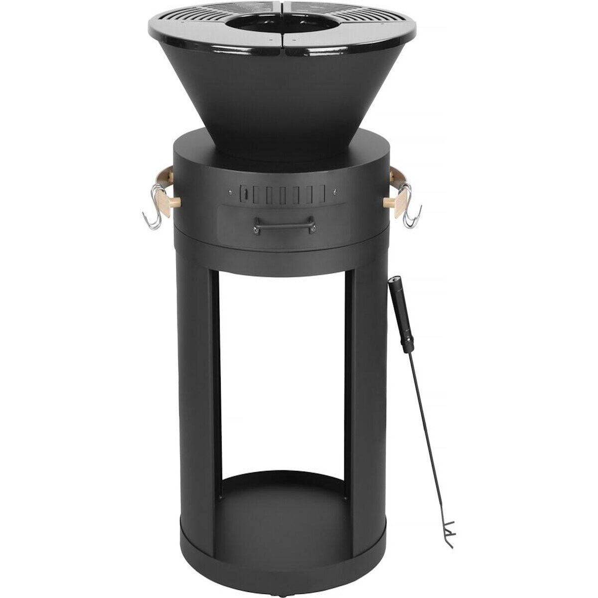 Habitat et Jardin Barbecue plancha brasero a charbon et bois  Cesar  - 49 x 49 x 92 cm - Noir