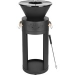 Habitat et Jardin Barbecue plancha brasero a charbon et bois  Cesar  - 49 x 49 x 92 cm - Noir