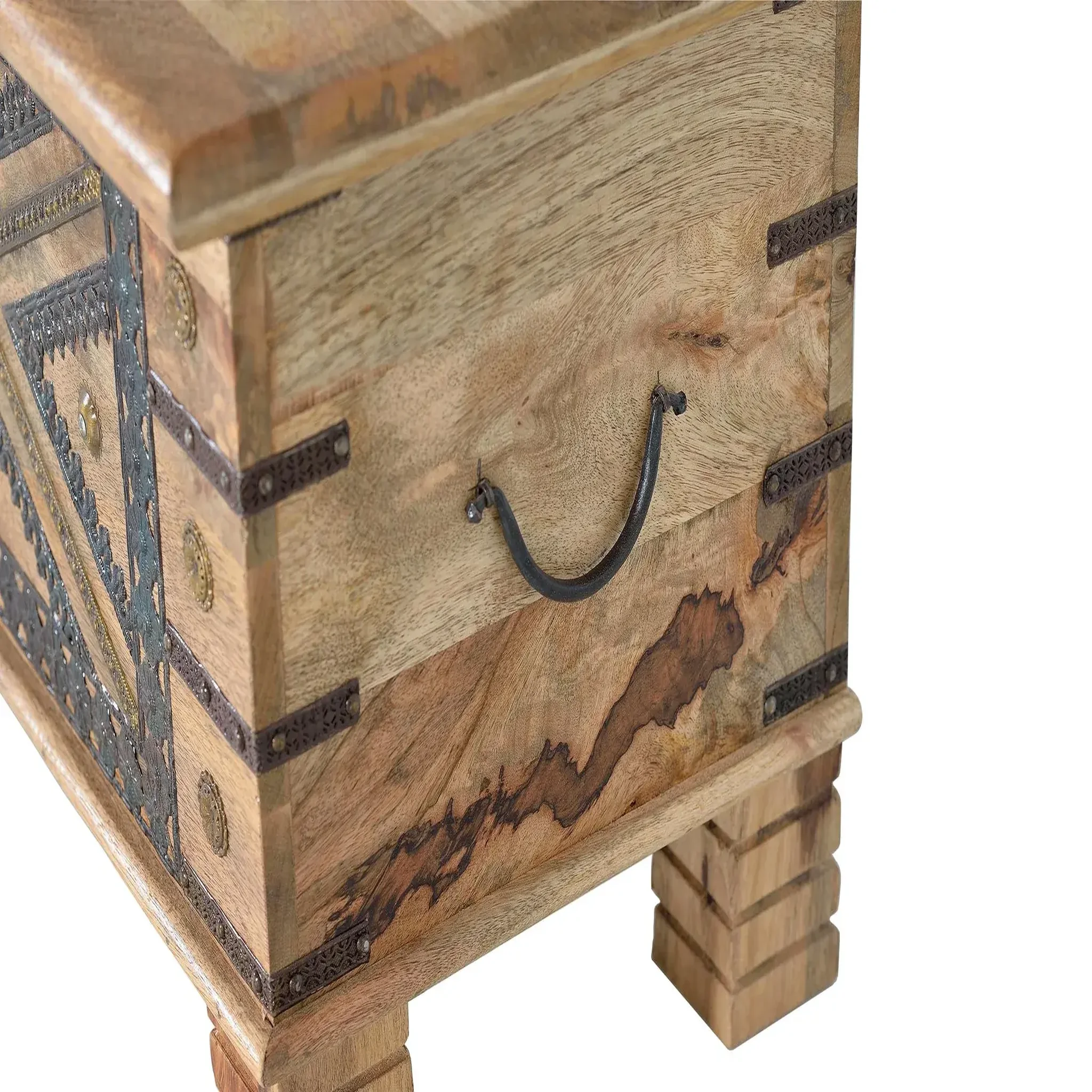 Voir la diapositive 3 : GINER Y COLOMER SL Coffre en bois de manguier 116 cm style vintage ethnique