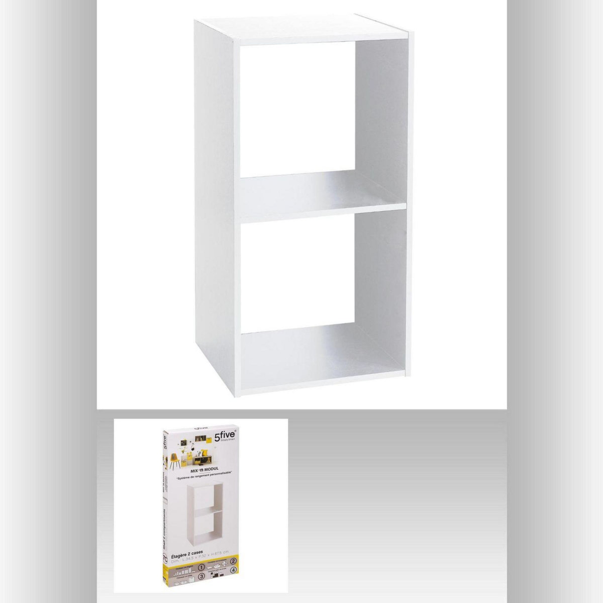 ATMOSPHERA Etagère 2 Cases Mix - P. 34,5 cm x H. 67,5 cm - Blanc