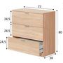 Voir la diapositive 3 : VS VENTA-STOCK Commode de niut Santi 3 tiroirs couleur chêne, 77 cm largeur