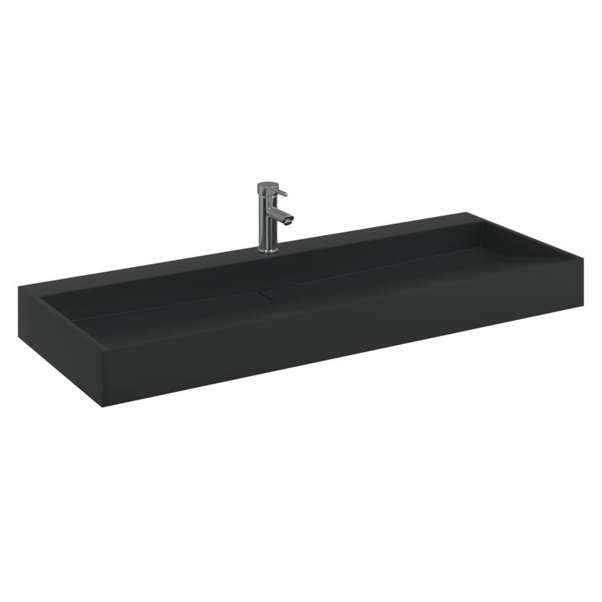 Voir la diapositive 3 : VIDAXL Vasque 120x46x11 cm fonte minerale/marbre noir mat