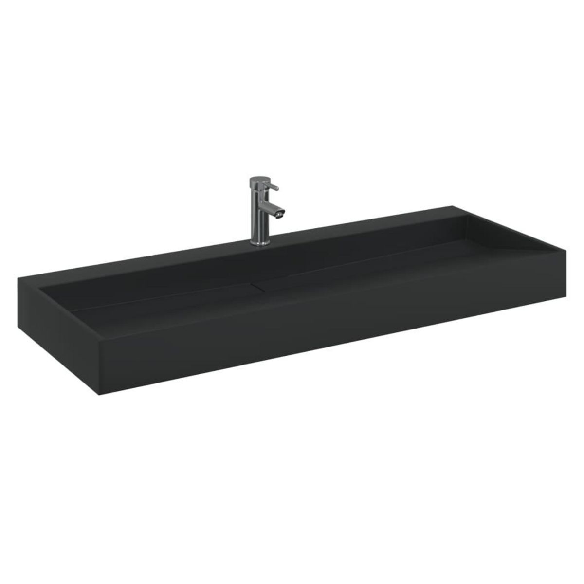 VIDAXL Vasque 120x46x11 cm fonte minerale/marbre noir mat