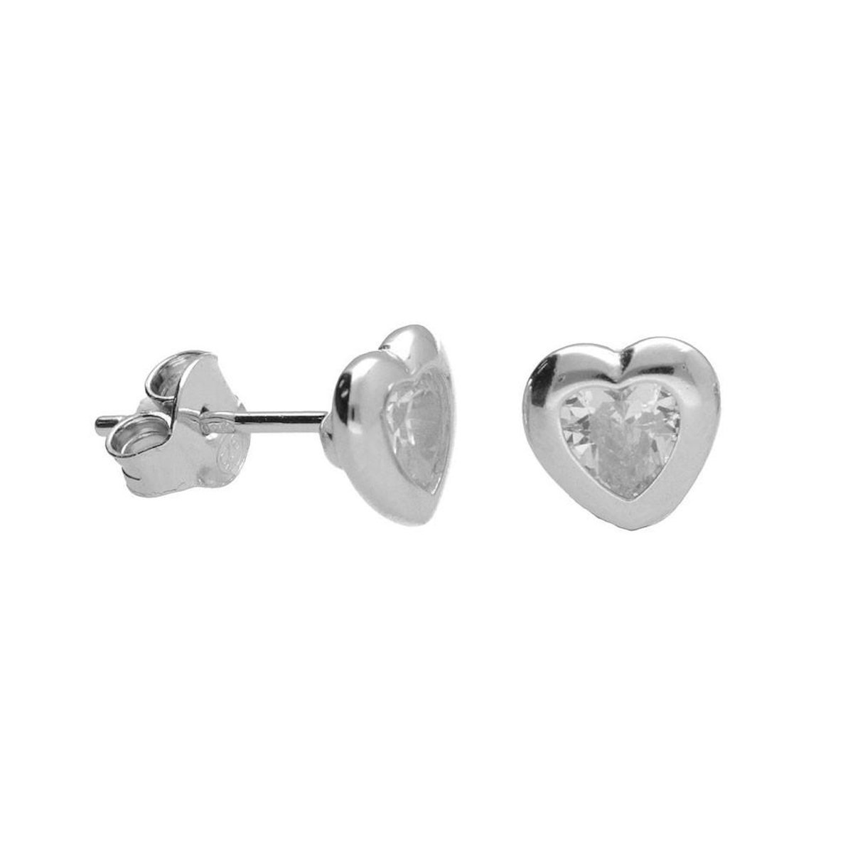 L'ATELIER D'AZUR Boucles d'Oreilles Argent 925/000 Rhodié - Coeur Serti d'un Zirconium