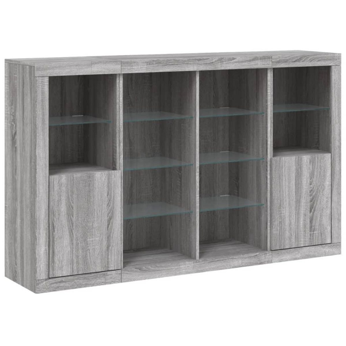 VIDAXL Buffets avec lumieres LED 3 pcs sonoma gris bois d'ingenierie