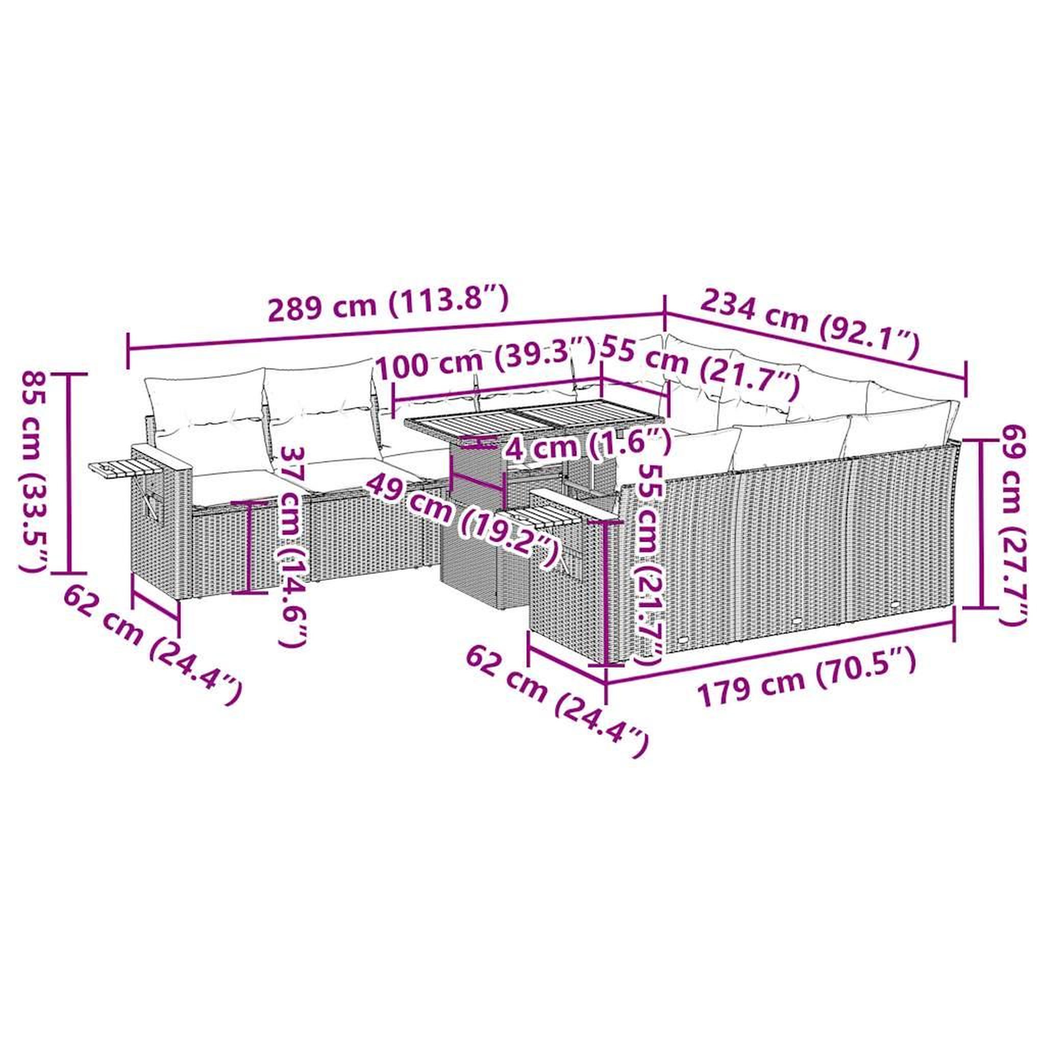 Voir la diapositive 6 : VIDAXL Ensemble de canapes de jardin 11 pcs et coussins rotin acacia