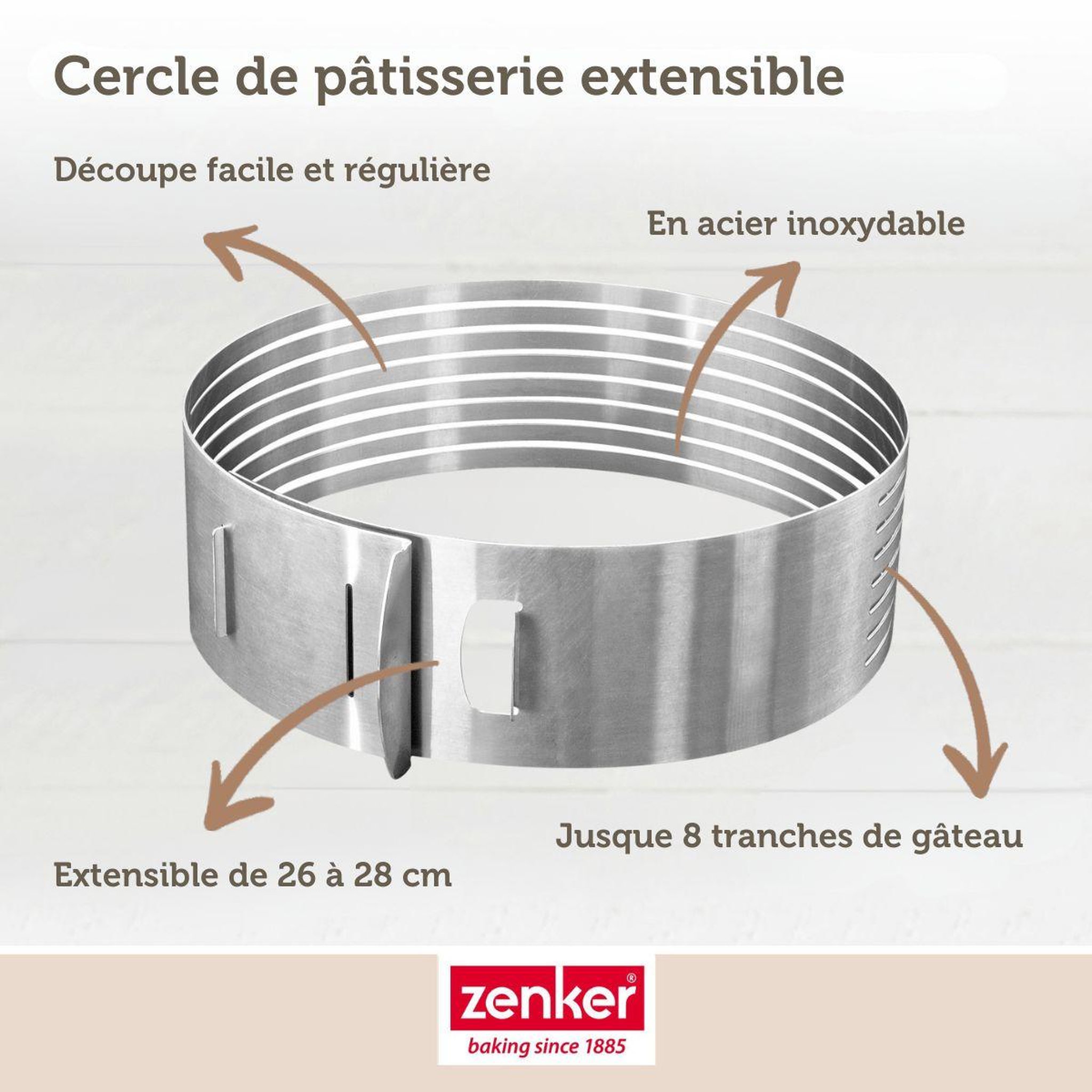 Voir la diapositive 5 : ZENKER Lot de 2 cercles à pâtisserie 26/28 cm en inox zenker smart pastry