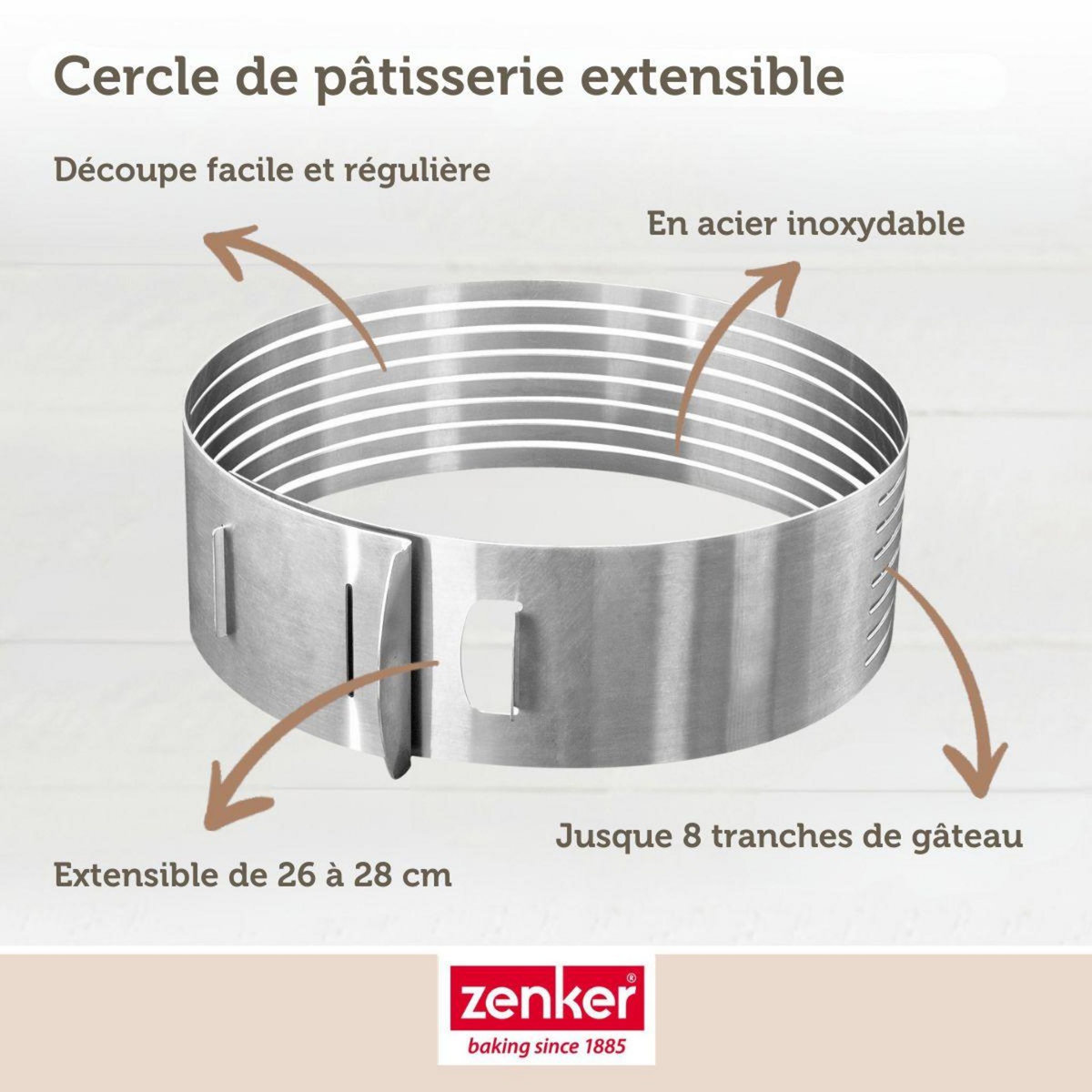 ZENKER Ensemble de 2 Cercles à pâtisserie pour trancher les gâteaux en étages 26 à 28 cm Zenker Smart Pastry