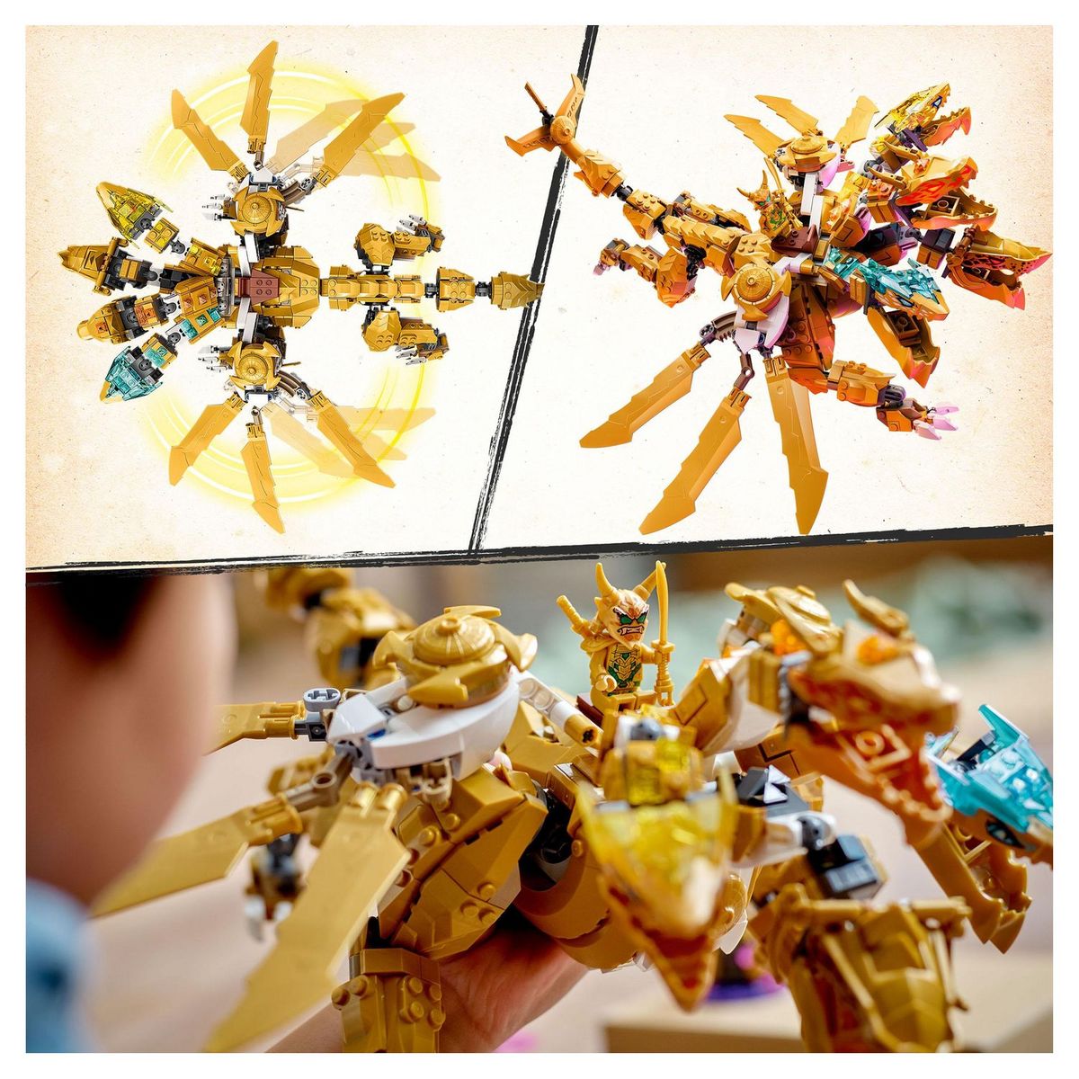 LEGO NINJAGO 71774 L&rsquo;Ultra Dragon d&rsquo;Or de Lloyd, Jouet avec Figurines Kai et Zane 