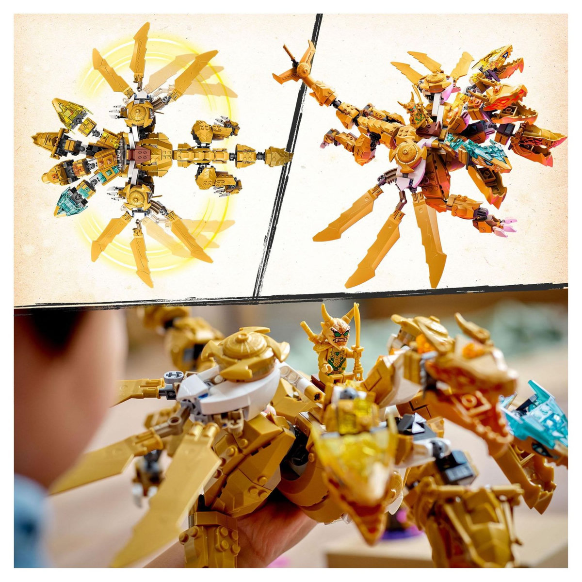 LEGO NINJAGO 71774 L&rsquo;Ultra Dragon d&rsquo;Or de Lloyd, Jouet avec Figurines Kai et Zane 