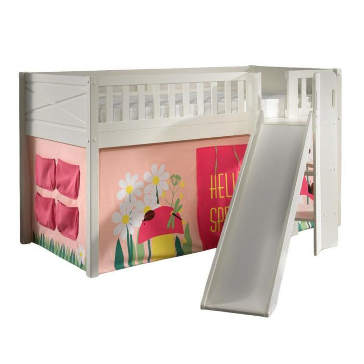 Paris Prix Lit Enfant Toboggan & Tente  Scott Spring  90x200cm Blanc