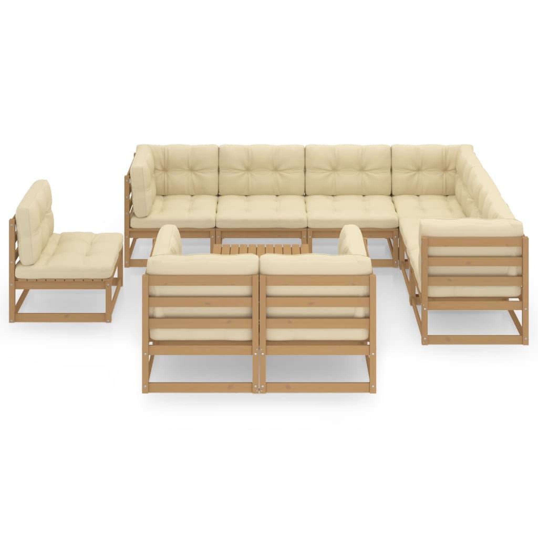 Voir la diapositive 2 : VIDAXL Salon de jardin 10 pcs avec coussins Marron miel Bois de pin