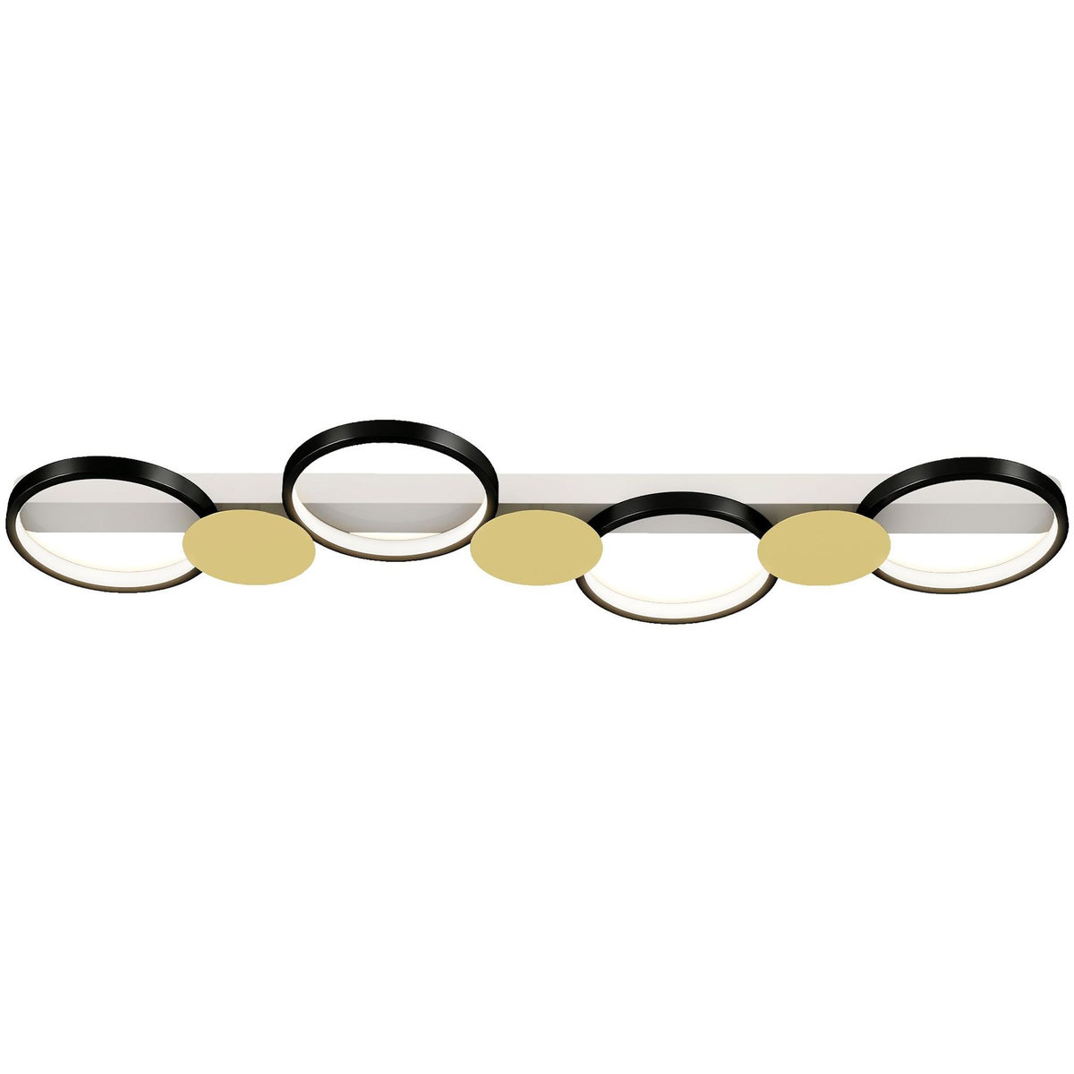 HOMCOM Plafonnier design anneaux LED 38W réglable avec télécommande métal noir doré