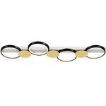 HOMCOM Plafonnier design anneaux LED 38W réglable avec télécommande métal noir doré