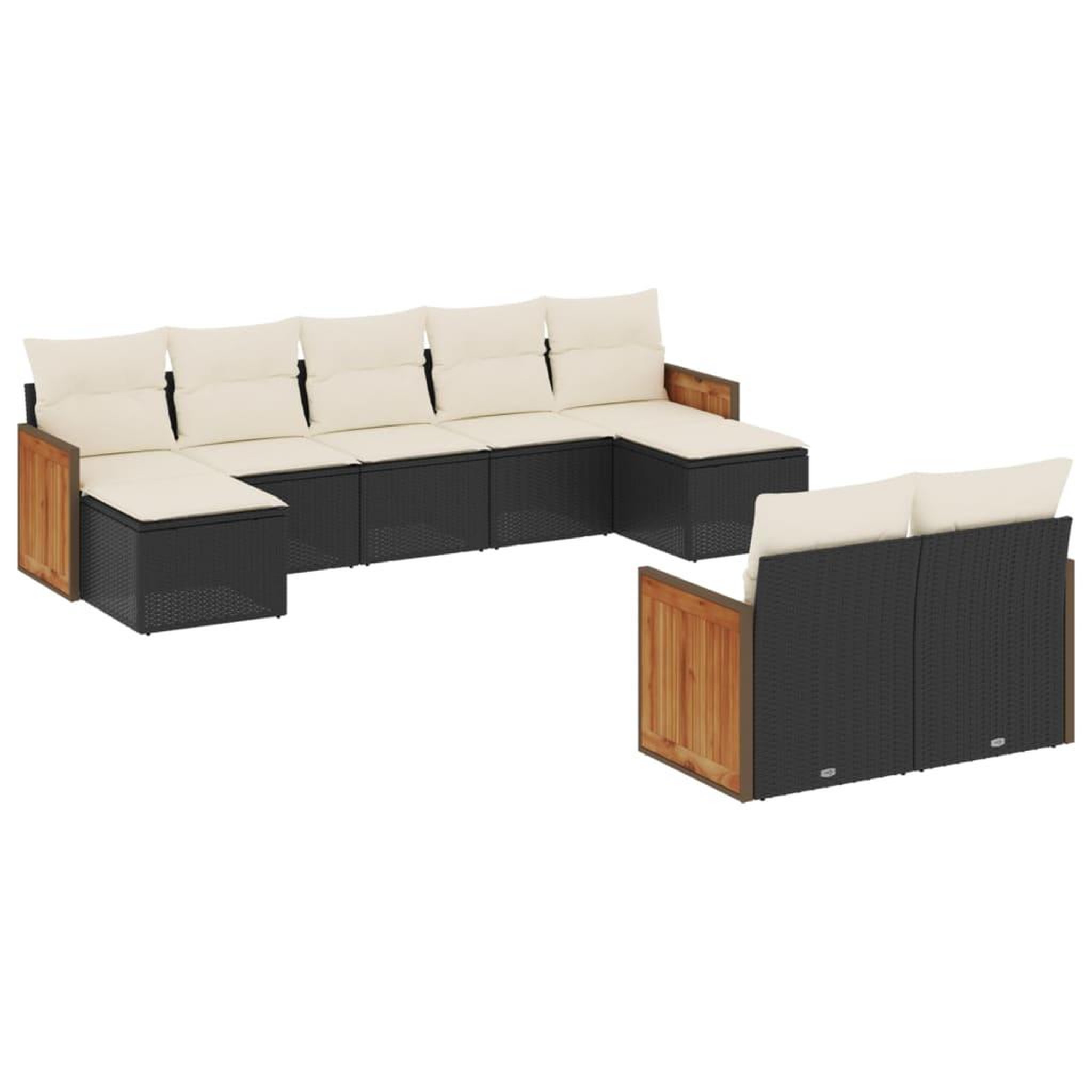 Voir la diapositive 2 : VIDAXL Salon de jardin 9 pcs avec coussins noir resine tressee
