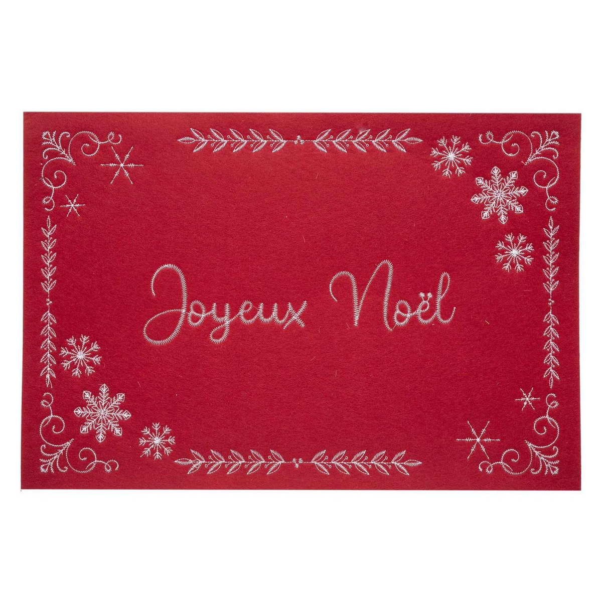 ATMOSPHERA Lot de 6 sets de table de Noël en feutrine - L. 45 x 30 cm - Rouge