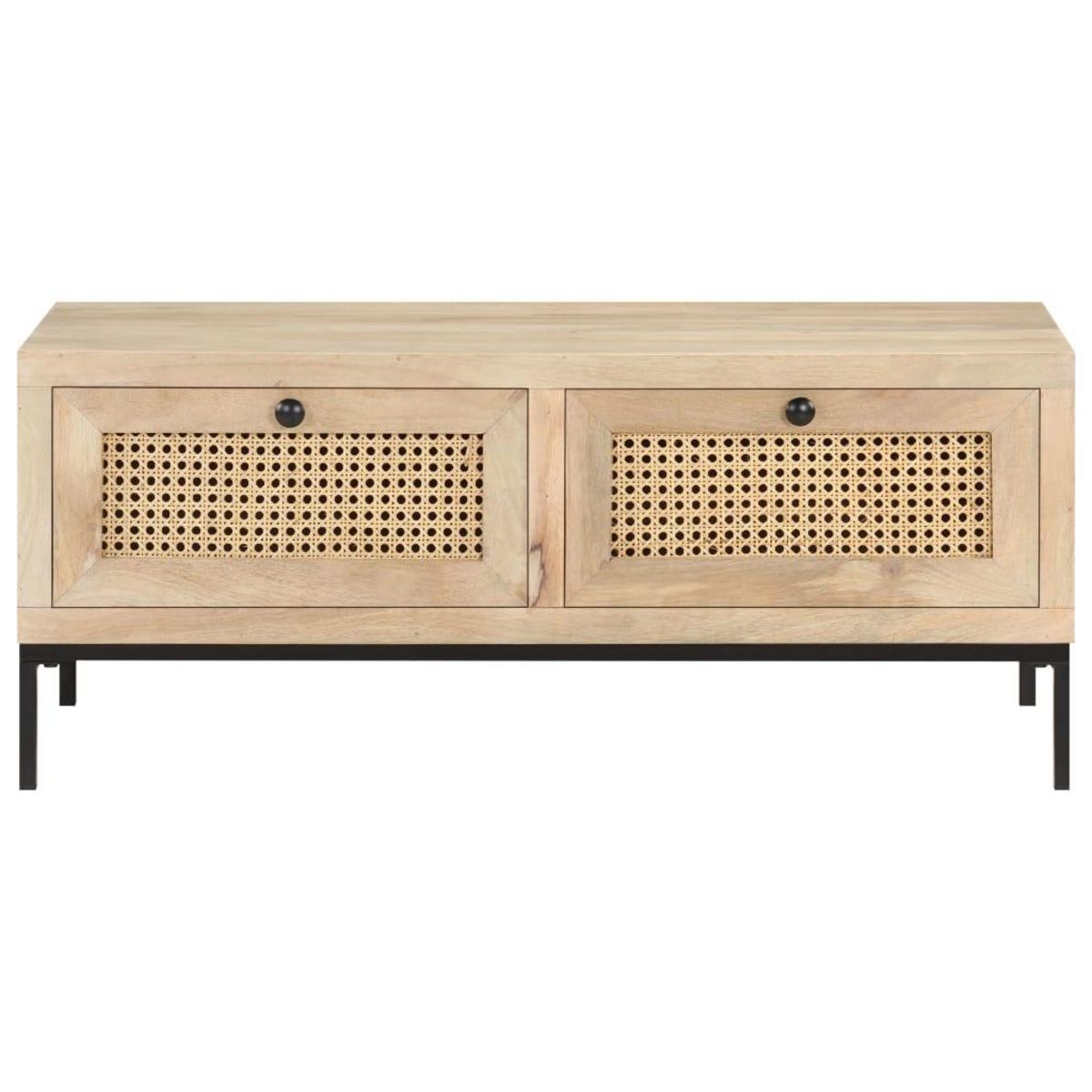 VIDAXL Table basse 90x50x37 cm Bois de manguier et canne naturelle