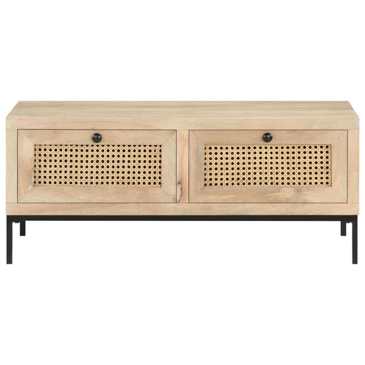 VIDAXL Table basse 90x50x37 cm Bois de manguier et canne naturelle