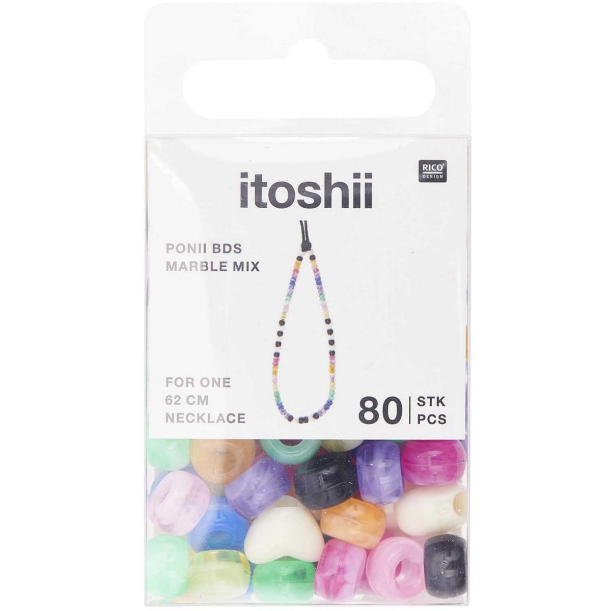 RICO DESIGN Itoshii pack de 80 perles Ponii marble mix
