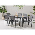 MARKET24 Ensemble table de jardin 6 personnes : Table + 6 chaises - Structure en aluminium - L180 x P 90 x H 72 cm - Gris anthracite