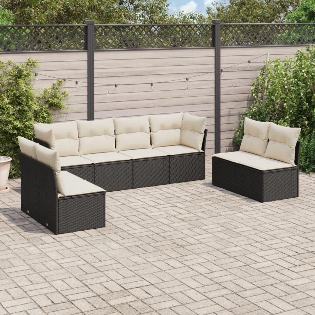 VIDAXL Salon de jardin 8 pcs avec coussins noir resine tressee