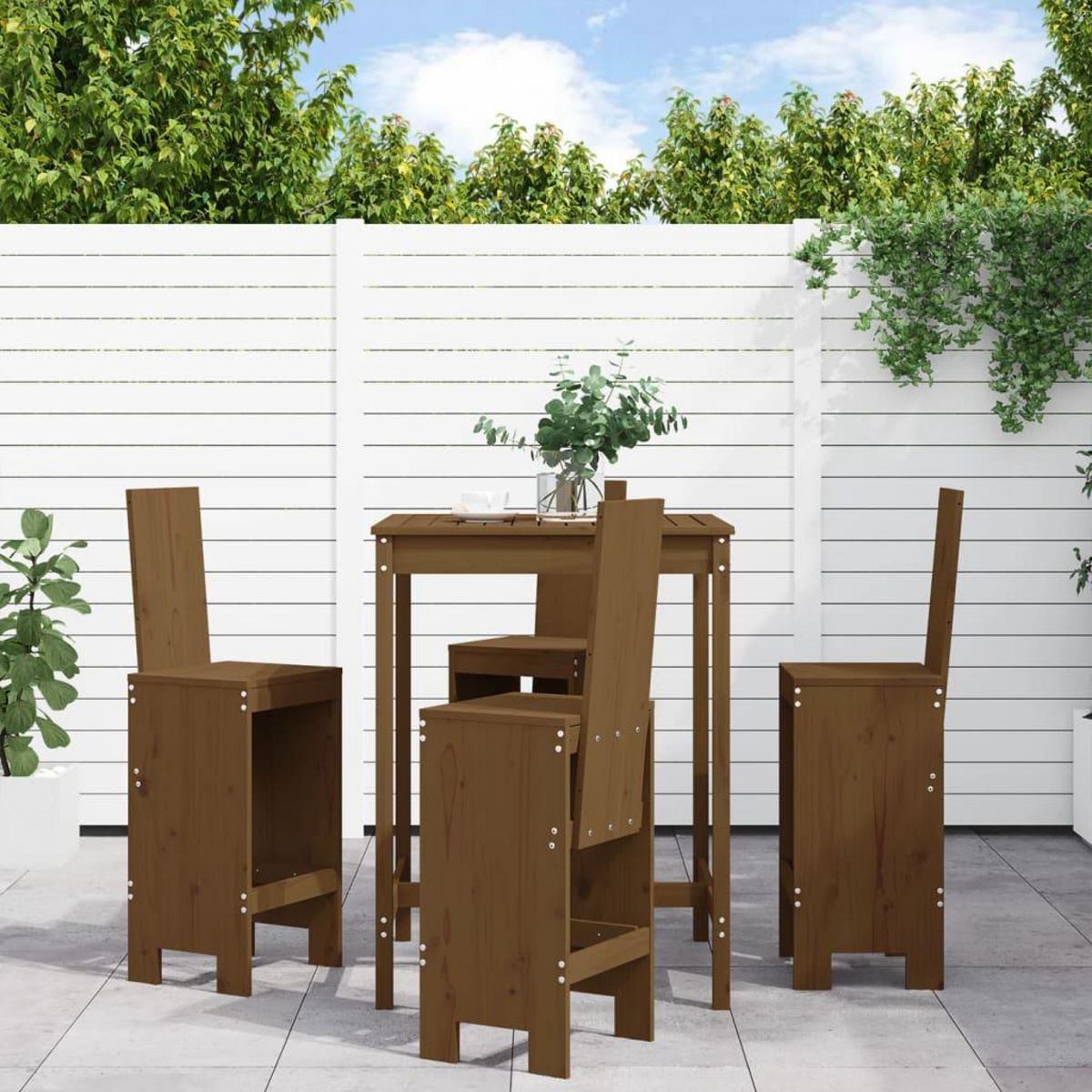 VIDAXL Ensemble de bar de jardin 5 pcs marron miel bois de pin massif