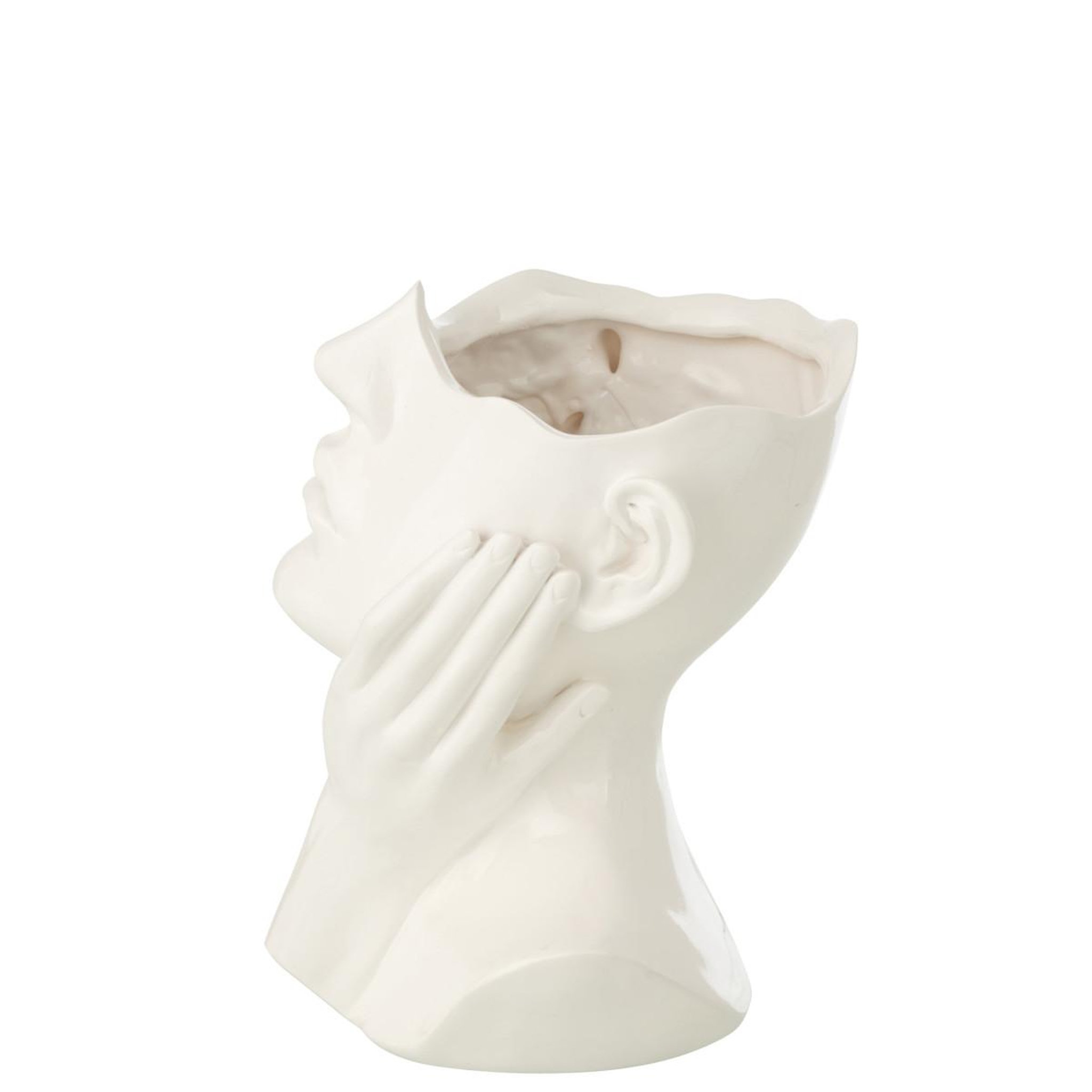 Voir la diapositive 4 : J-LINE Cache-pot buste de femme  muse  27cm blanc
