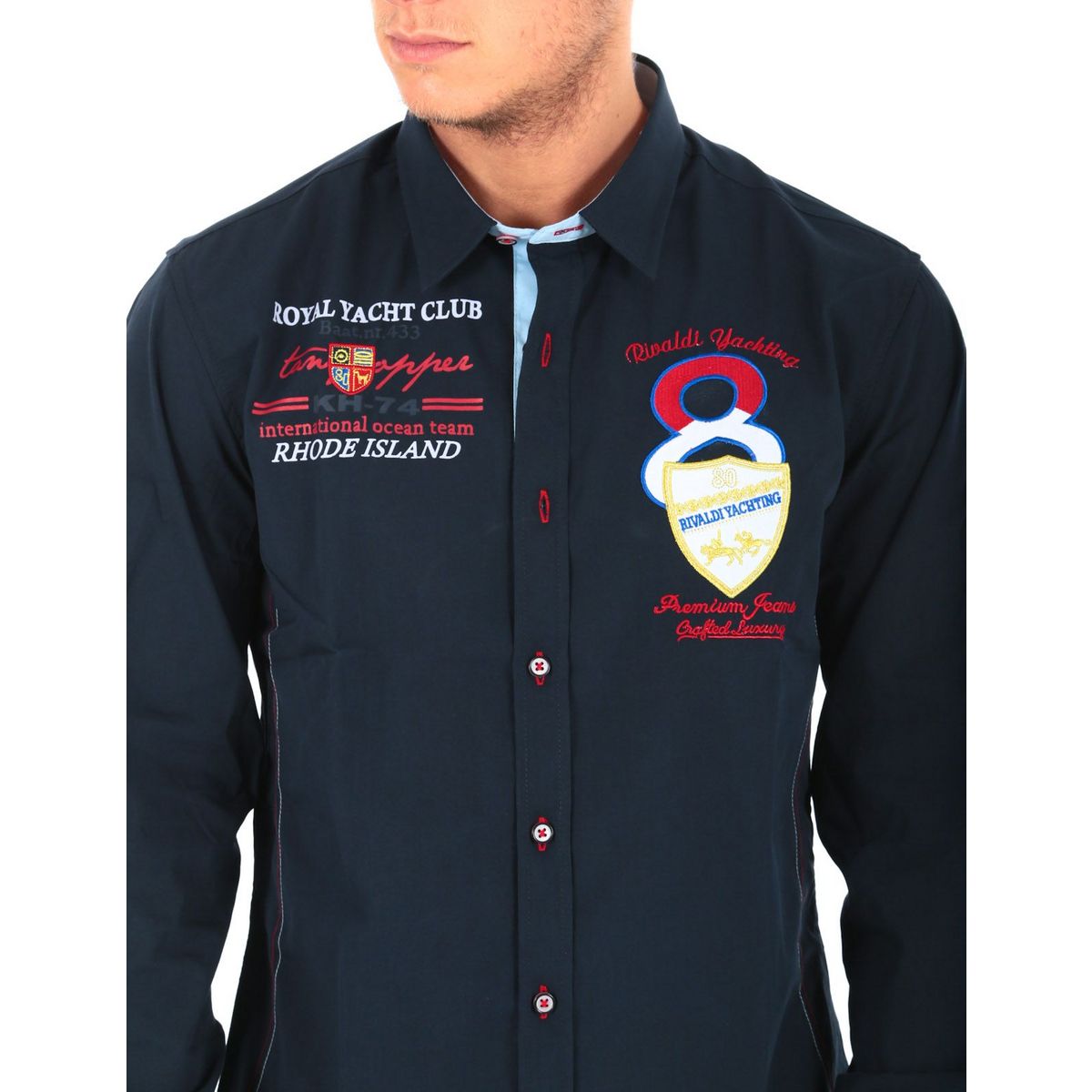 Chemise slim RIVALDI bleu marine