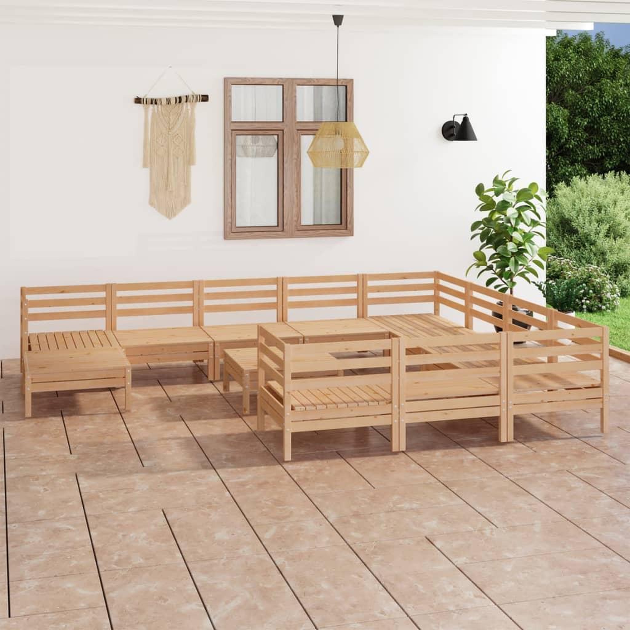 Voir la diapositive 1 : VIDAXL Salon de jardin 12 pcs Bois de pin massif