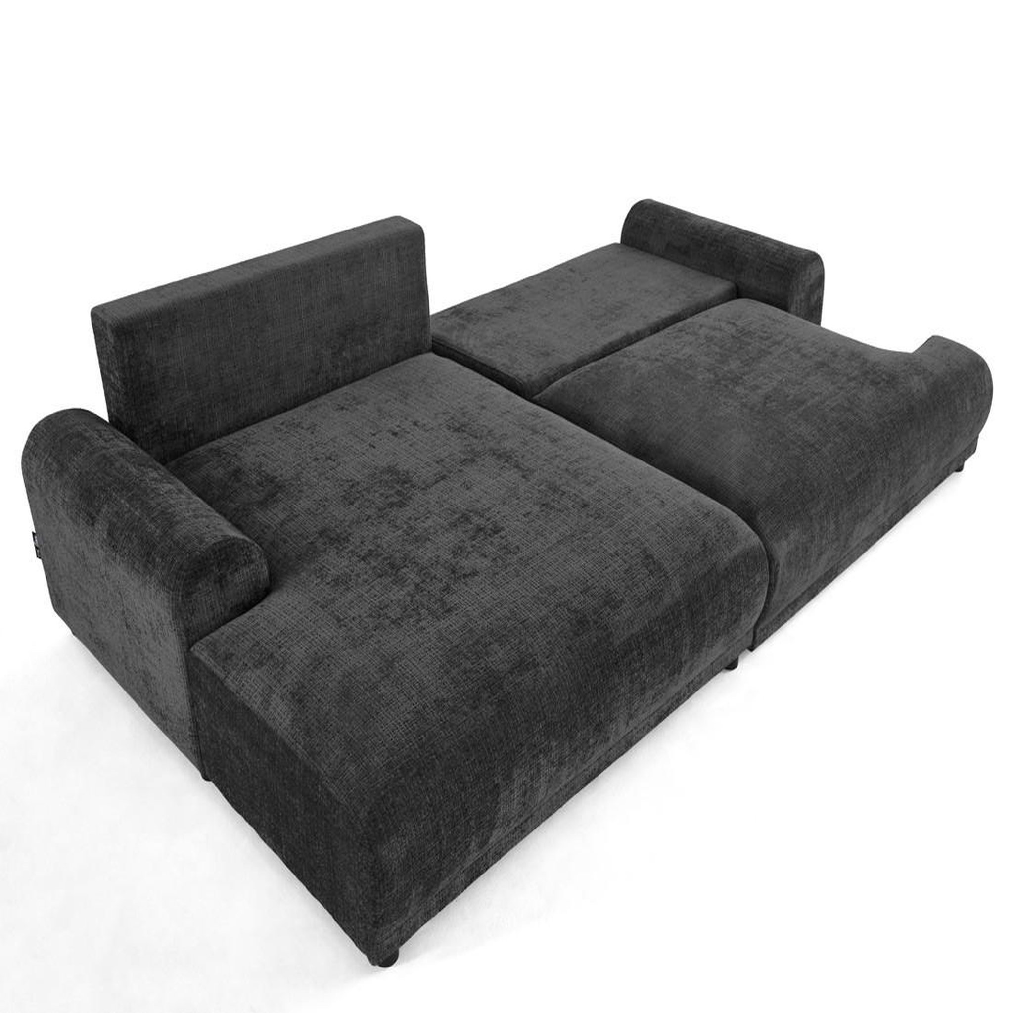 Voir la diapositive 2 : LISA DESIGN Nelly - canapé d'angle gauche 4 places convertible avec coffre en velours texturé