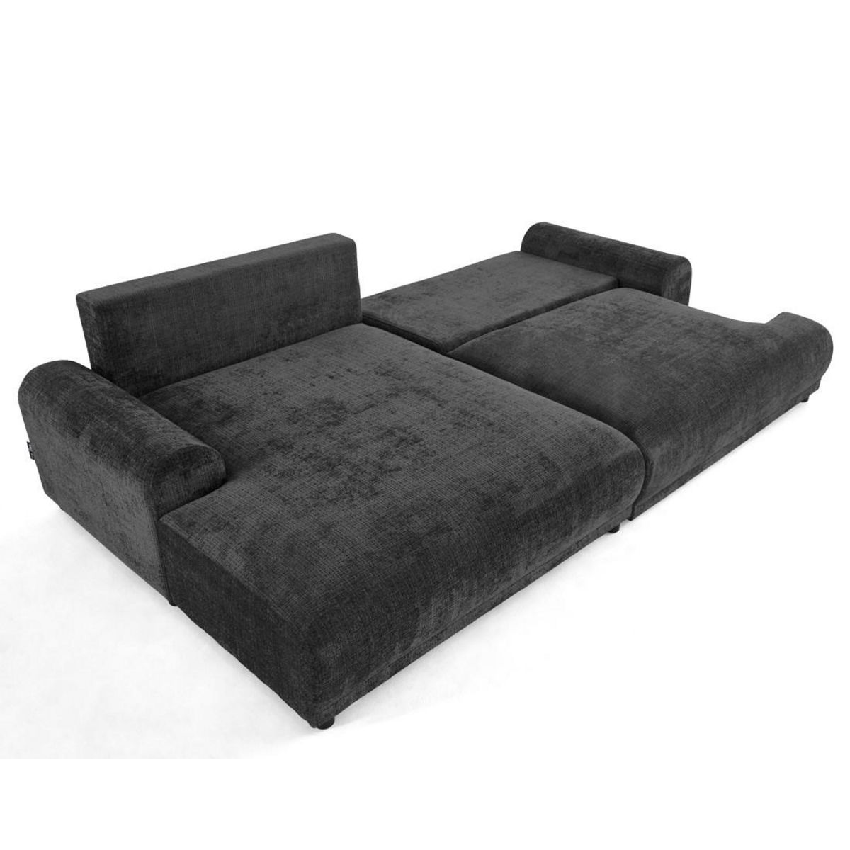 LISA DESIGN Nelly - canapé d'angle gauche 4 places convertible avec coffre en velours texturé