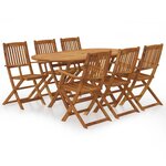VIDAXL Ensemble a manger d'exterieur pliable 7pcs Bois d'acacia solide