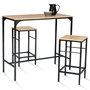 Voir la diapositive 4 : ID MARKET Ensemble table haute de bar DETROIT 95 cm et 2 tabourets design industriel