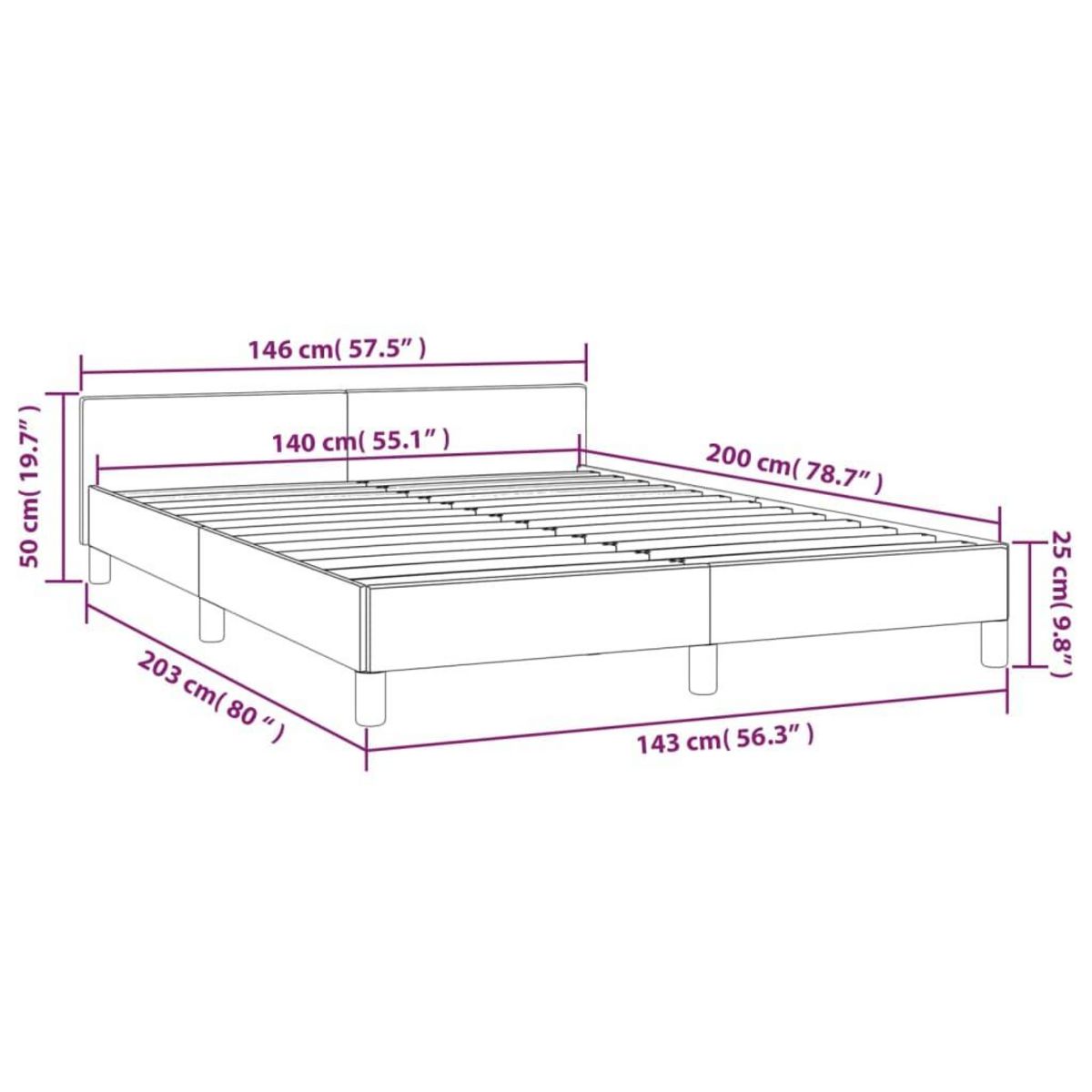VIDAXL Cadre de lit sans matelas gris fonce 140x200 cm velours