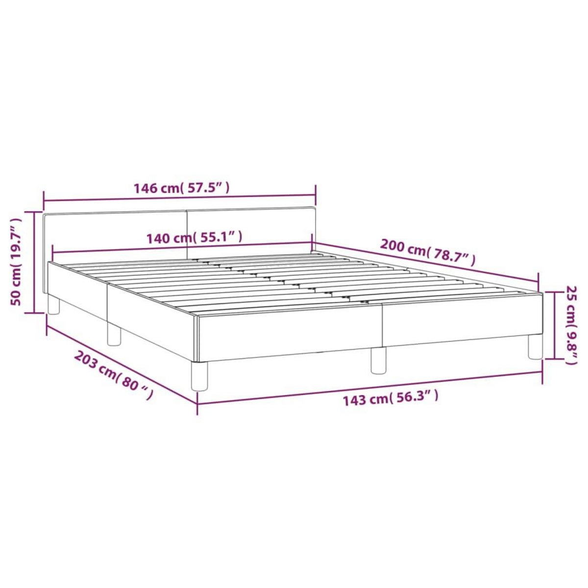 VIDAXL Cadre de lit sans matelas gris fonce 140x200 cm velours
