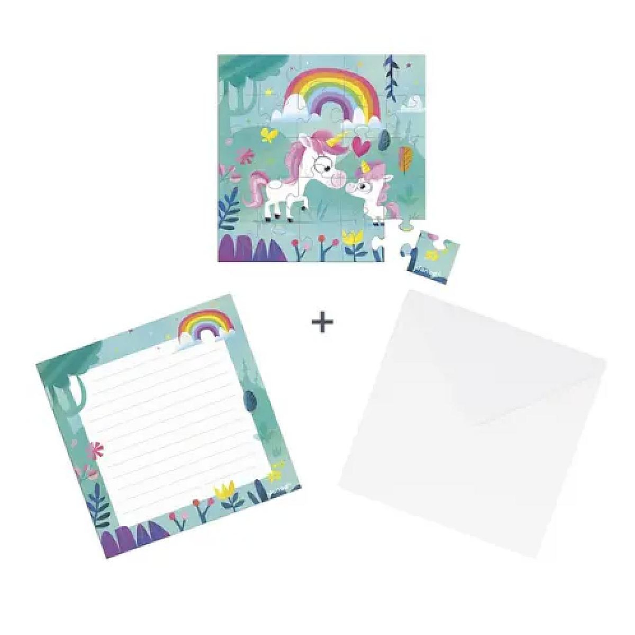 JANOD Carte Cadeau Puzzle 25 Pieces Famille Licornes
