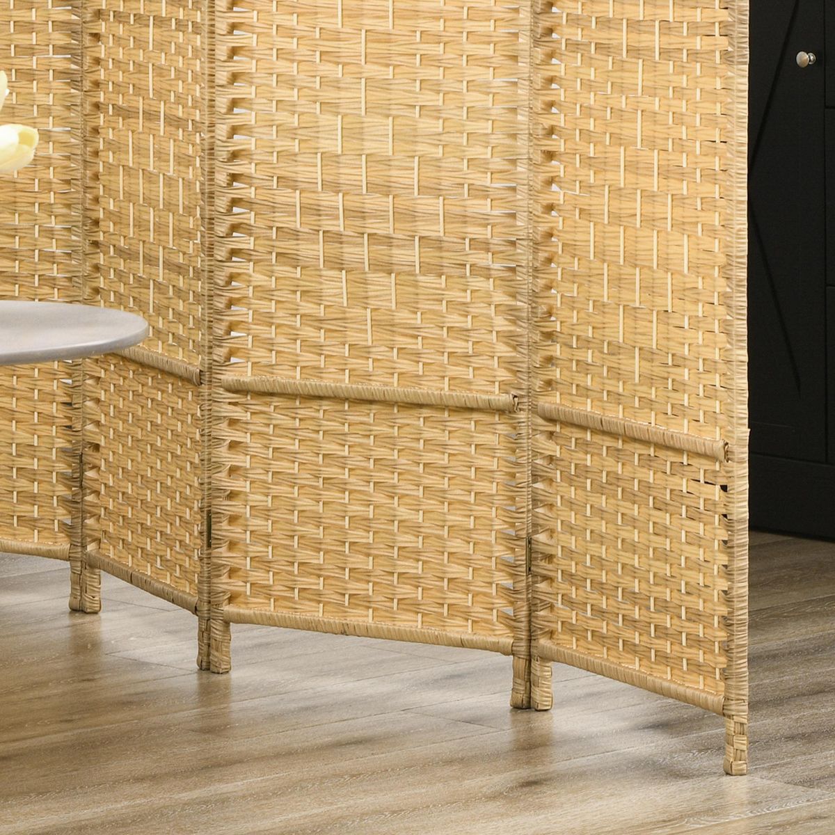 HOMCOM Paravent intérieur en bois 4 panneaux 180 x 180 cm séparateur de pièce pliable bois naturel